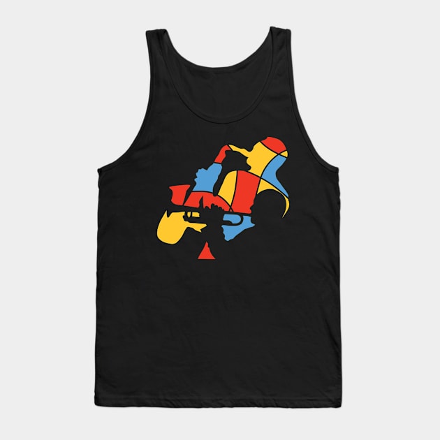 Saxophone and Trumpet Musicians Abstract Style Tank Top by jazzworldquest